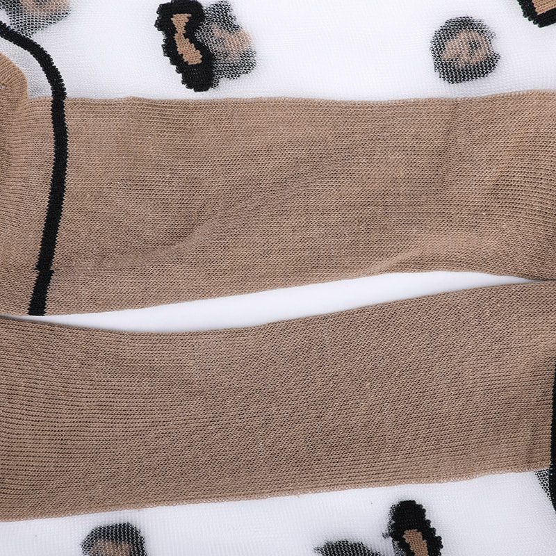 Modni prozirni najlonski svileni pamučni donji dio ženske čarape Leopard uzorak cvijet prozirne svilene ženske čarape Kristalne svilene ženske čarape WSD1939